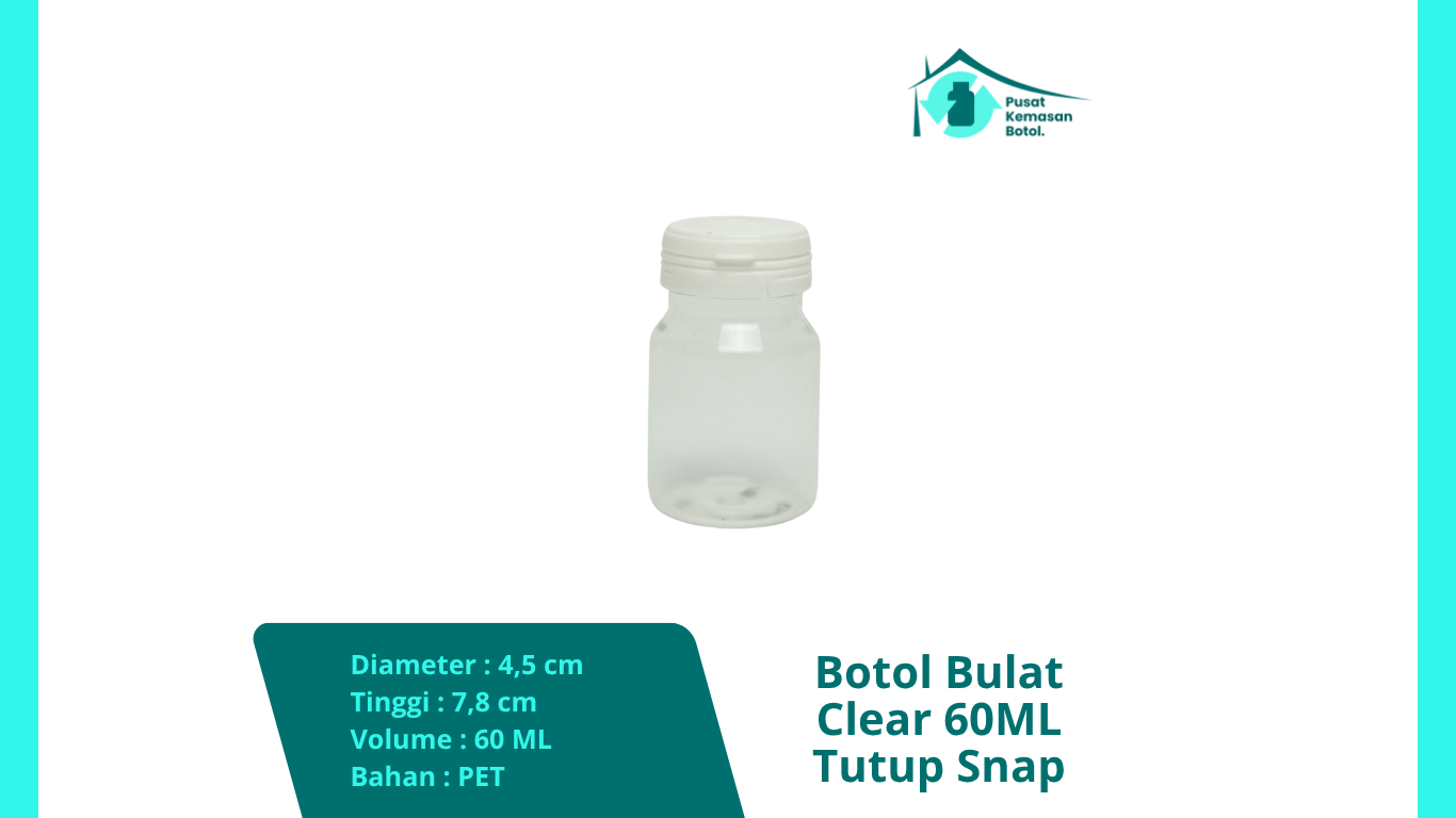 Botol Bulat Clear 600 ml Tutup Snap